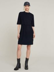 G-Star Sukienka w kolorze granatowym rozmiar: M. Niebieskie sukienki damskie G-Star, na imprezę, m, bez wzorów, z tkaniny, klasyczne, bez kołnierzyka, bez ramiączek, mini. Za 244.22 zł.