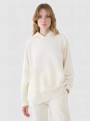 4F Bluza dresowa nierozpinana z kapturem damska - biała XL. Białe bluzy sportowe damskie 4f, xl, z bawełny. W wyprzedaży za 79.99 zł.