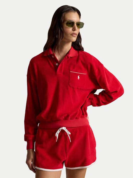 Polo Ralph Lauren Bluza 211A12737003 Czerwony Relaxed Fit. Czerwone bluzy bez kaptura damskie Polo Ralph Lauren, xl, z bawełny. Za 773.99 zł.