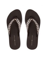 Tommy Hilfiger Japonki Mono Wedge Summer Sandal FW0FW09696 Brązowy. Brązowe klapki damskie Tommy Hilfiger, bez wzorów, z materiału, bez obcasa. Za 189.99 zł.