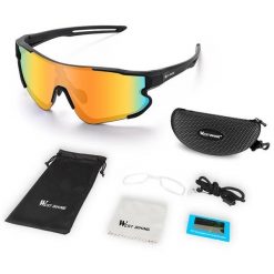 Polaryzowane okulary przeciwsłoneczne UV400 do sportu. Czarne okulary przeciwsłoneczne damskie WEST BIKING, z materiału. Za 117.24 zł.