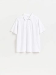 Koszulka polo boxy - biały. Białe koszulki polo męskie Reserved, l, bez wzorów, z dzianiny, bez ramiączek. Za 119.99 zł.