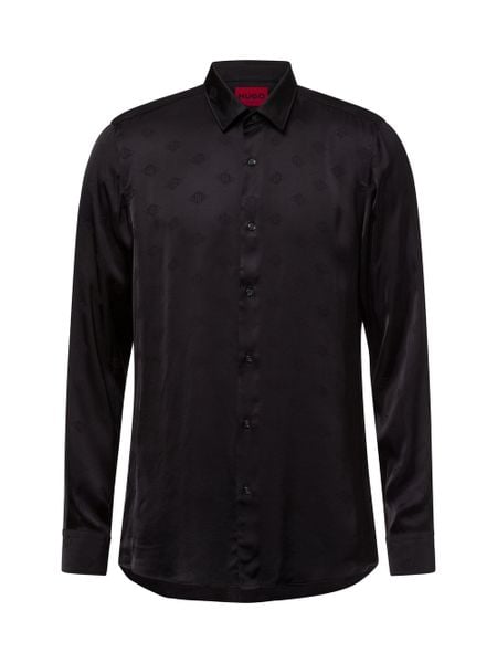 HUGO koszula casual - Elisha02 Mężczyźni Super Slim Fit wiskoza czarny, 39. Czarne koszule męskie Hugo, m, z aplikacjami, z wiskozy, bez kołnierzyka, bez ramiączek. Za 399.95 zł.