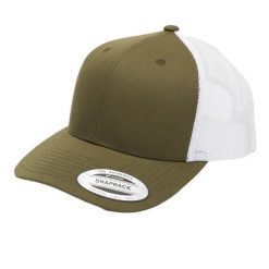 Dwukolorowa Czapka Trucker Retro. Białe czapki męskie FLEXFIT, bez wzorów, z bawełny, retro. Za 54.99 zł.