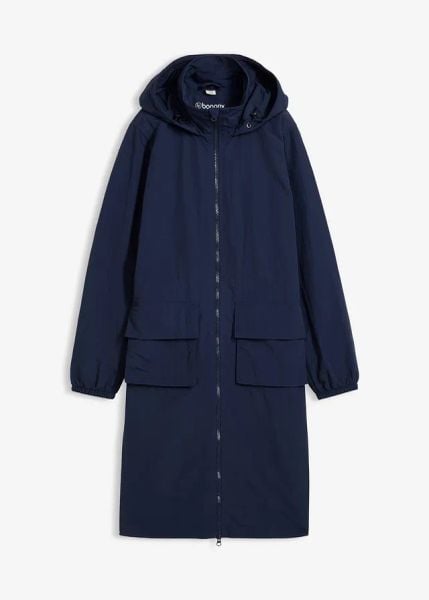 Lekka parka, hydrofobowa. Niebieskie parki damskie bonprix, bez wzorów. Za 219.99 zł.