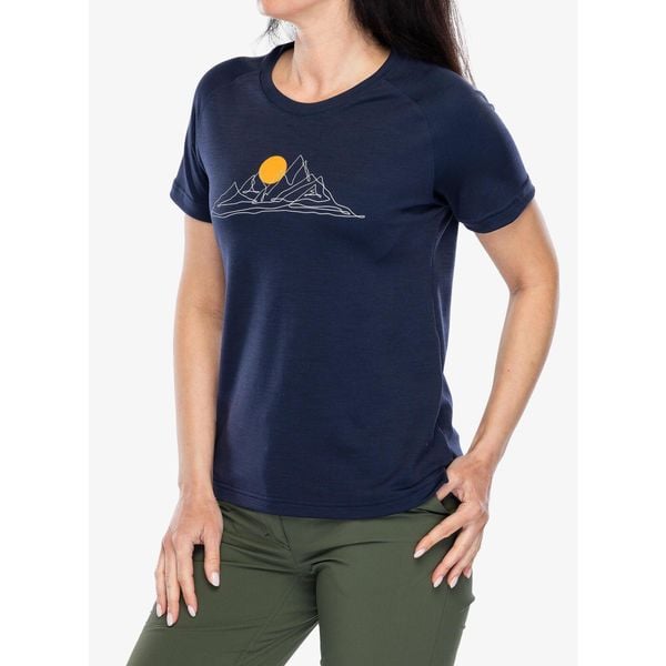 Koszulka merino damska Sensor Merino Blend Moon SS Tee. Niebieskie bluzki sportowe damskie Sensor, bez kołnierzyka, bez ramiączek. Za 251.99 zł.