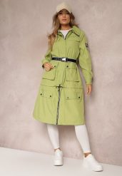 Zielony Płaszcz z Regulacją Długości Aavya. Zielone płaszcze damskie Renee, l, z aplikacjami, eleganckie. Za 229.99 zł.