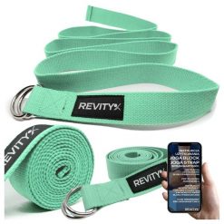 Pasek do jogi i pilatesu Revity 200 x 3.8 cm. Zielone paski damskie REVITY, bez wzorów, z bawełny, sportowe. Za 39.99 zł.