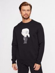 KARL LAGERFELD Bluza Sweat Crewneck 705071 500951 Czarny Regular Fit. Czarne bluzy bez kaptura męskie Karl Lagerfeld, m, z bawełny. Za 559.99 zł.