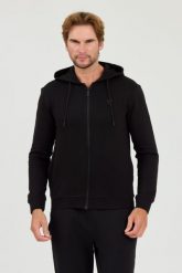 GUESS Czarna bluza z kapturem Hooded Sweatshirt. Czarne bluzy z kapturem męskie Guess, l. W wyprzedaży za 265.99 zł.