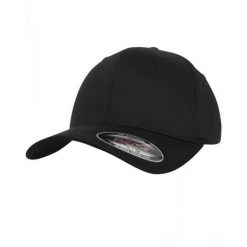 Czapka Z Daszkiem Organiczna Bawełna. Czarne czapki z daszkiem damskie FLEXFIT, bez wzorów, z bawełny. Za 77.99 zł.