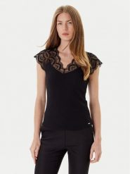 Morgan Bluzka 251-DELI Czarny Slim Fit. Czarne bluzki damskie Morgan, xs, bez wzorów, z syntetyku, bez ramiączek. Za 119.99 zł.
