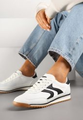 Białe Sneakersy Tenisówki z Przeszyciami Julioria. Białe trampki i tenisówki damskie Renee, bez wzorów, z jeansu. Za 79.99 zł.