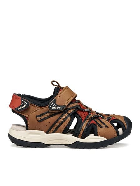 Geox Sandały Jr Borealis J450RB 014ME CD6N6 D Brązowy. Brązowe sandały chłopięce Geox, ze skóry, bez zapięcia. Za 309.99 zł.