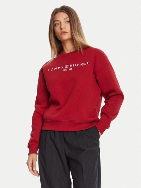 Tommy Hilfiger Bluza WW0WW39791 Czerwony Relaxed Fit. Czerwone bluzy bez kaptura damskie Tommy Hilfiger, l, z bawełny. Za 259.99 zł.