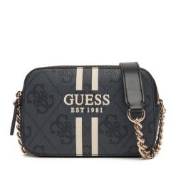 Torebka Guess. Czarne torebki klasyczne damskie Guess, z aplikacjami, wizytowe, bez kołnierzyka, bez ramiączek. Za 449.99 zł.