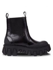 Tommy Jeans Sztyblety Tjw Chunky Chelsea Mix Material EN0EN02375 Czarny. Czarne botki damskie Tommy Jeans, z jeansu, bez obcasa, na płaskiej podeszwie, bez zapięcia. Za 679.99 zł.