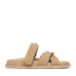 Klapki DeeZee. Brązowe klapki damskie DeeZee, bez wzorów, bez obcasa. Za 129.99 zł.