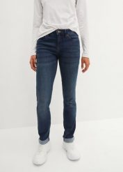 Dżinsy ze stretchem straight, mid waist. Czarne jeansy damskie bonprix. Za 82.99 zł.