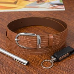 Pasek skórzany BELTIMORE r.105-120 cm D90 brązowy. Brązowe paski damskie bez wzorów. Za 41.99 zł.