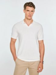 Sweter męski polo z krótkim rękawem biały enzo 100. Białe swetry męskie Big Star, l, bez wzorów, z dzianiny, bez kołnierzyka. Za 159.99 zł.
