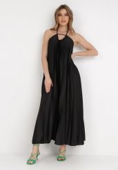 Czarna Sukienka Satynowa Canice. Czarne sukienki damskie Born2be, m, bez wzorów, z satyny, bez kołnierzyka, bez ramiączek, maxi. W wyprzedaży za 159.99 zł.