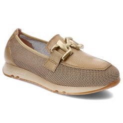 Beżowe Półbuty Hispanitas Stylowe Obuwie Damskie. Brązowe półbuty damskie Hispanitas, w ażurowe wzory, ze skóry, eleganckie, bez obcasa, na obcasie. Za 449.00 zł.