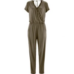 Kombinezon z dżerseju, z mieszanki wiskozy. Czarne kombinezony damskie bonprix, bez wzorów, z dżerseju, bez kołnierzyka, bez ramiączek. Za 159.99 zł.