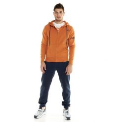 Bluza z bawełna z kaptur na co dzień na siłownię. Niebieskie bluzy sportowe męskie LEONE 1947 APPAREL, bez wzorów, z bawełny, sportowe, bez kołnierzyka, bez ramiączek. W wyprzedaży za 213.95 zł.