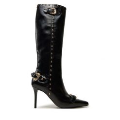 Kozaki Versace Jeans Couture. Czarne kozaki damskie Versace Jeans Couture, z jeansu, bez obcasa, na szpilce. Za 1,599.00 zł.