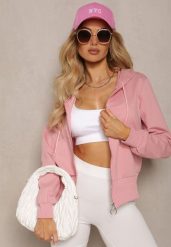 Różowa Klasyczna Rozpinana Bluza na Suwak ze Ściągaczem Parivea. Czerwone bluzy z kapturem damskie Renee, l. Za 29.99 zł.