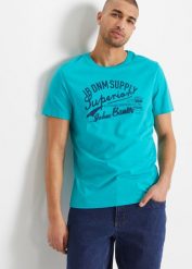 T-shirt (2 szt.). Zielone t-shirty męskie bonprix, l, bez wzorów, bez kołnierzyka. Za 82.99 zł.