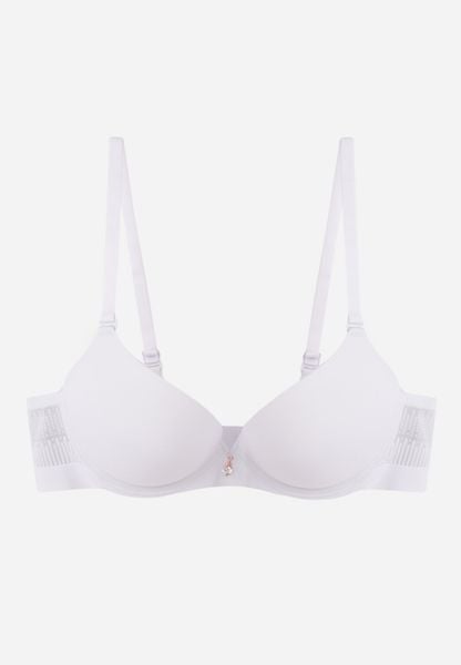 Biały Biustonosz Push-Up z Bezszwowym Pasem i Ozdobną Aplikacją z Cyrkonią Fenga. Białe biustonosze Born2be, z aplikacjami. Za 49.99 zł.