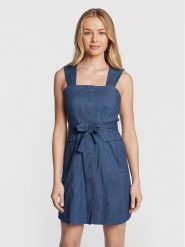 DKNY Sukienka codzienna DD2E3882 Niebieski Regular Fit. Niebieskie sukienki damskie DKNY, na co dzień, bez wzorów, z bawełny, bez kołnierzyka, bez ramiączek, proste. Za 489.99 zł.