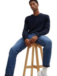 Tom Tailor Sweter w kolorze granatowym rozmiar: XL. Niebieskie swetry męskie Tom Tailor, xl, bez wzorów, z bawełny, bez kołnierzyka. Za 57.20 zł.