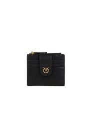 Pinko Skórzany portfel w kolorze czarnym - 10 x 8 cm rozmiar: onesize. Czarne portfele damskie Pinko, bez wzorów, z materiału. Za 549.06 zł.