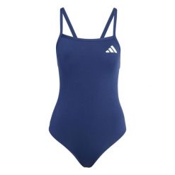 Jednoczęściowy kostium kąpielowy z plecami w kształcie V, cienkimi ramiączkami d. Białe stroje jednoczęściowe damskie Adidas, bez wzorów. Za 174.75 zł.