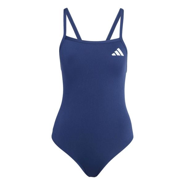 Jednoczęściowy kostium kąpielowy z plecami w kształcie V, cienkimi ramiączkami d. Białe stroje jednoczęściowe damskie Adidas, bez wzorów. Za 174.75 zł.