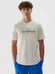 4F T-shirt regular z nadrukiem męski - biały S. Białe t-shirty męskie 4f, m, bez wzorów, z bawełny, bez kołnierzyka. W wyprzedaży za 29.99 zł.