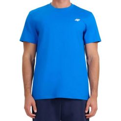 Koszulka męska 4F - bawełniany T-shirt, regular fit. Niebieskie t-shirty męskie 4f, m, bez wzorów, z bawełny, bez kołnierzyka. Za 49.99 zł.