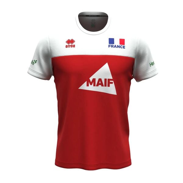 Koszulka France Brandon Maif 2024/25. Białe bluzki sportowe damskie ERREA, s, z materiału, bez kołnierzyka, bez ramiączek. Za 228.50 zł.