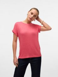 Vero Moda Koszulka w kolorze różowym rozmiar: XS. Różowe bluzki damskie Vero Moda, xs, bez wzorów, bez kołnierzyka, bez ramiączek. Za 28.51 zł.