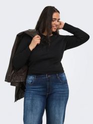 ONLY Carmakoma Koszulka w kolorze czarnym rozmiar: XS-40/42. Czarne bluzki damskie Only Carmakoma, xs, bez wzorów, bez kołnierzyka, bez ramiączek. Za 76.95 zł.