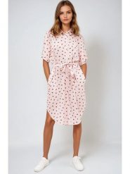 Monki Sukienka w kolorze jasnoróżowym rozmiar: XL. Różowe sukienki damskie Monki, na co dzień, xl, bez wzorów, z tkaniny, bez kołnierzyka, bez ramiączek, midi, proste. Za 39.99 zł.