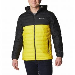 Kurtka Pikowana Męska Columbia Powder Lite Hooded. Żółte kurtki męskie Columbia, l, bez wzorów, z puchu, sportowe, bez kaptura. Za 387.20 zł.