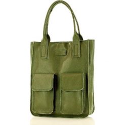 Shopper bag skórzany MARCO MAZZINI zielony militarny s131r. Zielone shopper bag damskie bez wzorów, ze skóry, na ramię, duże, bez dodatków. Za 322.05 zł.