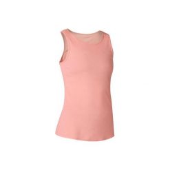 Koszulka bez rękawów Gym & Pilates 500 damska. Niebieskie bluzki sportowe damskie DOMYOS, xs, bez wzorów, z bawełny, bez ramiączek. Za 19.99 zł.