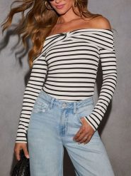 Milan Kiss Koszulka w kolorze kremowo-czarnym rozmiar: S. Brązowe bluzki damskie Milan Kiss, s, bez wzorów, bez kołnierzyka, bez ramiączek. Za 113.99 zł.