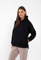 Bluza oversize z kapturem B-SIGI. Czarne bluzy z kapturem damskie Volcano, s, z dzianiny. Za 159.99 zł.