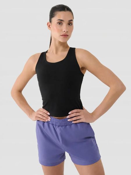 T-SHIRT DAMSKI 4F CROP TOP TRENINGOWY SZYBKOSCHNĄCY CZARNY. Czarne topy sportowe damskie 4f, s, bez wzorów, z bawełny, bez ramiączek. Za 99.99 zł.